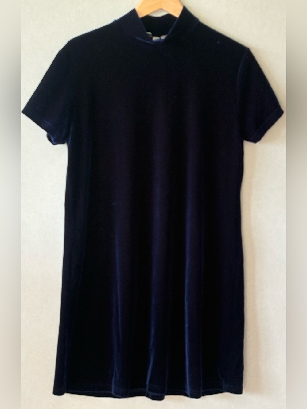 Jacqueline Ferrar Short-Sleeve Velvet Tunic Dress - dark blue 14 petite